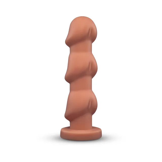 b-Vibe Headz 10.5-inch tan multi-bulb dildo front upright view