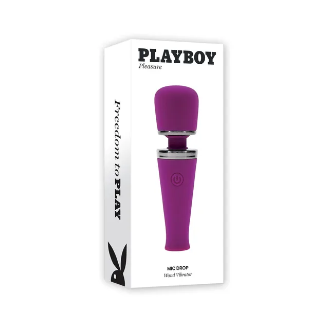 Playboy Mic Drop Wild Aster mini wand pictured on white retail box