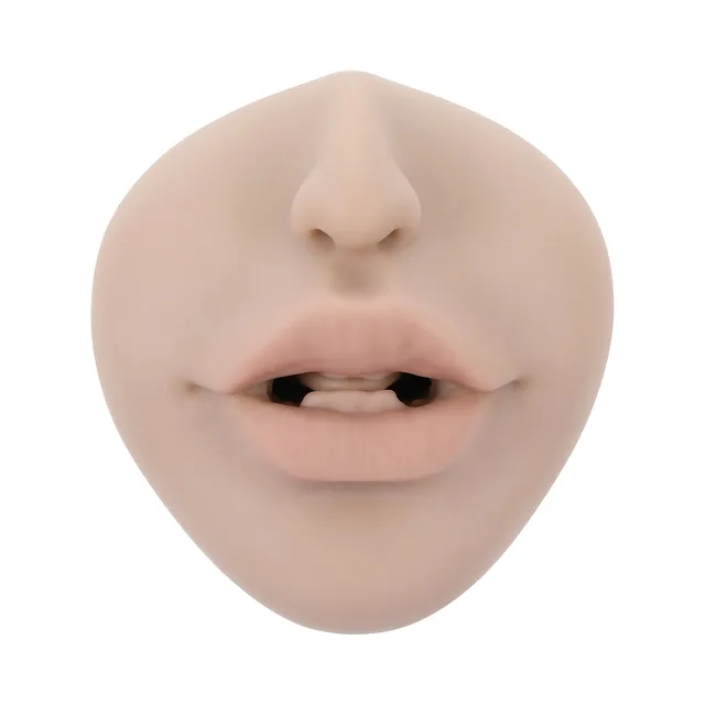 Front view of beige Riley Reid molded face and lips