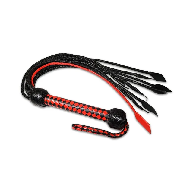 Coiled red and black Prowler RED leather flogger