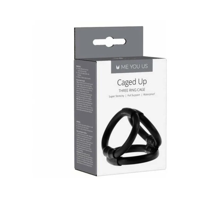 Me You Us Caged Up black three-ring cage in gray box