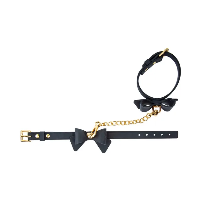Temptasia Ardor black wrist and ankle restraints single cuff connected to an open strap