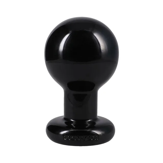 Doc Johnson Classic Round large black plug upright isolated view