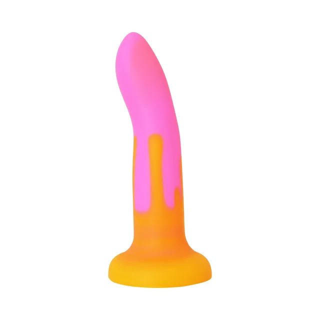 Adam and Eve Charmed liquid silicone dildo straight product view with orange base