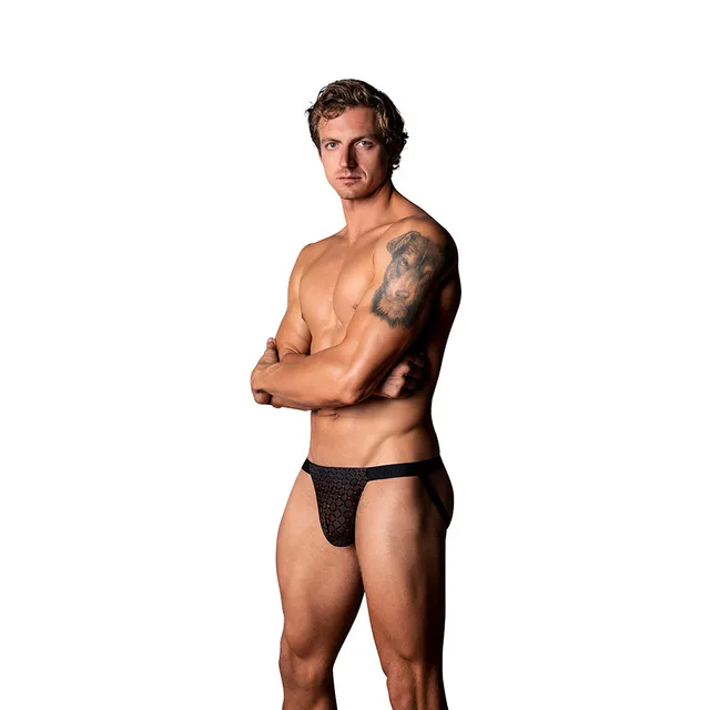 black Male Power Widow Maker sheer mesh jock with open back in S/M