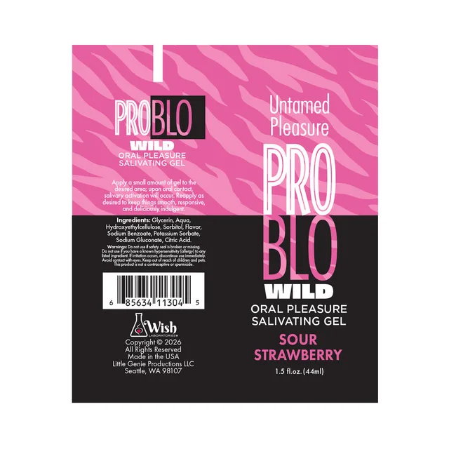 ProBlo Wild Oral Pleasure Salivating Gel Sour Strawberry 1.5 oz.
