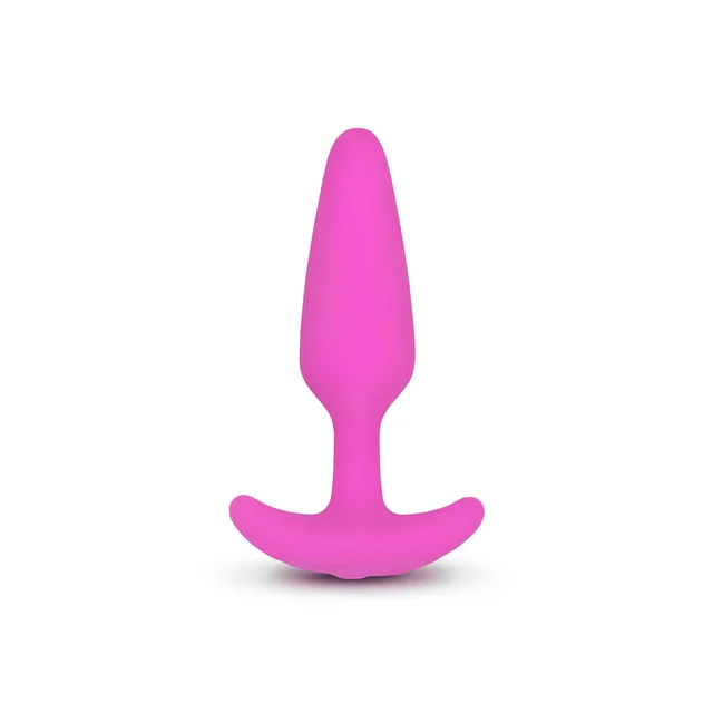 bright pink GVibe Gplug XS with tapered body narrow neck and curved flared base