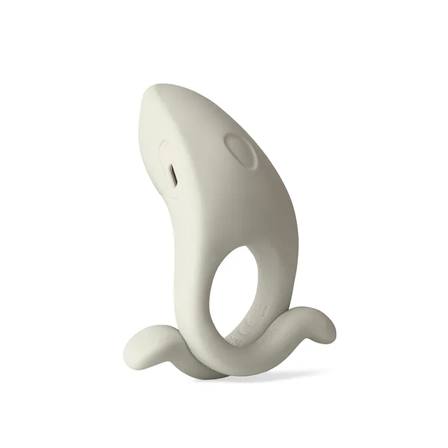 Dame Hug Fog couples vibrating ring left side angle showing the circular button