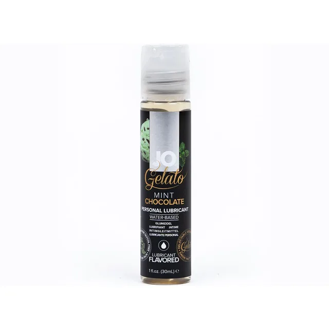 System JO Gelato Mint Chocolate 1 oz slim bottle front with clear cap