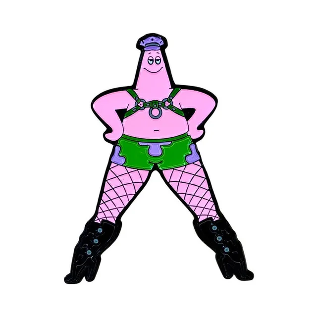 light pink Switch Starfish enamel pin with green shorts and fishnet legs