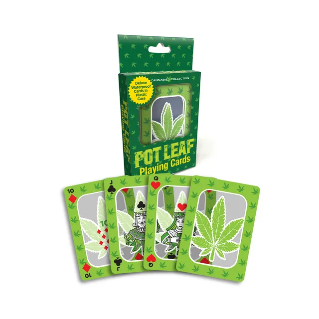 Pot Leaf waterproof playing cards with green tuck box