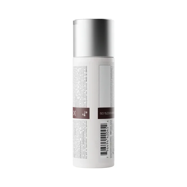 rear of JO Coconut Hybrid silver bottle showing white label and barcode