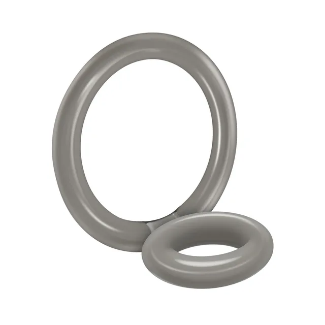 Zero Tolerance Bullseye smoke-gray ring three-quarter view of offset large and small rounded rings