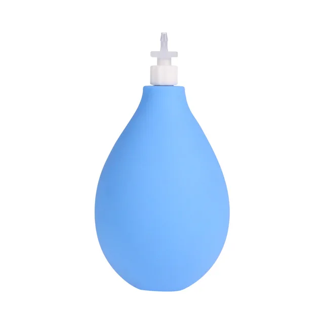 Blue pear-shaped POP squeeze bulb with white connector