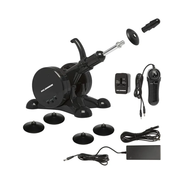 Doc Johnson Vac-U-Lock Machine machine with remote cables adapter and four loose suction feet