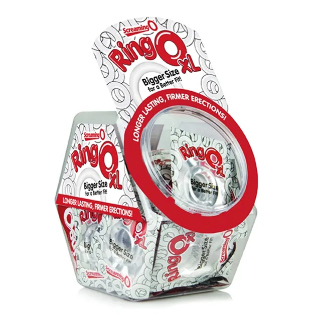 Screaming O RingO XL candy-bowl display with clear packaged rings
