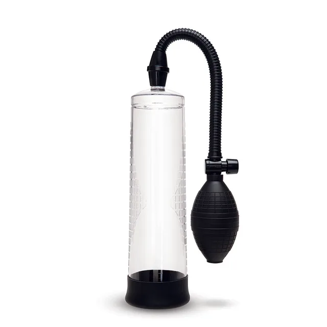 Transparent clear Pumped Up cylinder with hose and squeeze bulb