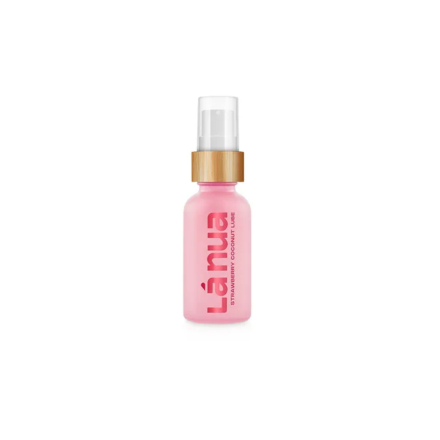 pink 1-ounce La Nua Strawberry Coconut lube pump bottle