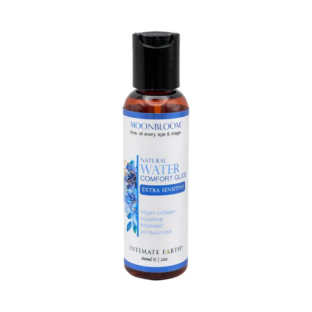 Moonbloom Water Comfort Glide 2 oz amber bottle with black cap