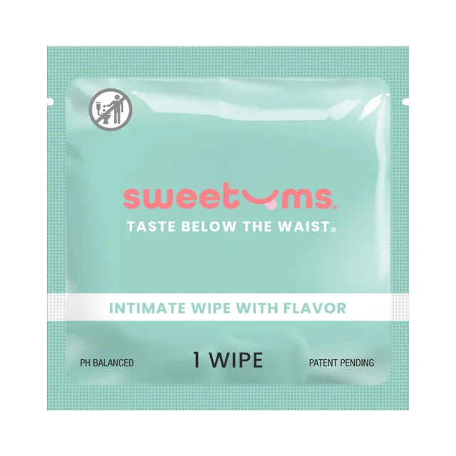 Sweetums Sweet Mint intimate wipes 10-pack single aqua individual wipe sachet