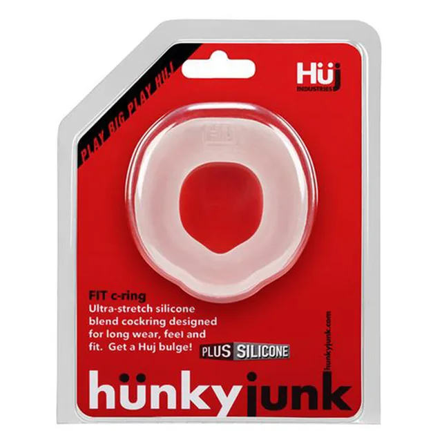 Oxballs Hunkyjunk FIT clear ergonomic c-ring on red retail card