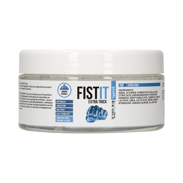 Front of clear 300 ml Fist It Extra Thick jar with white lid