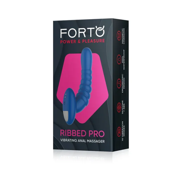 Forto Ribbed Pro blue vibrating massager packaging