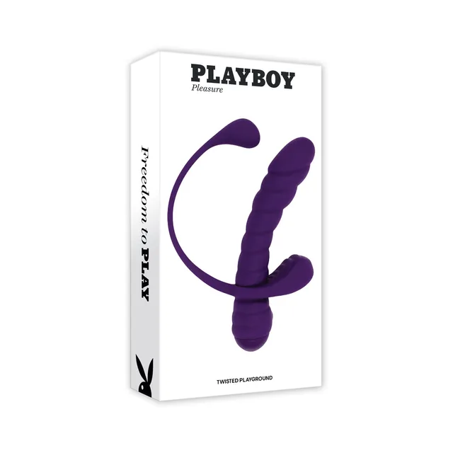 Purple Playboy Twisted Playground triple-stimulator shown on white retail box