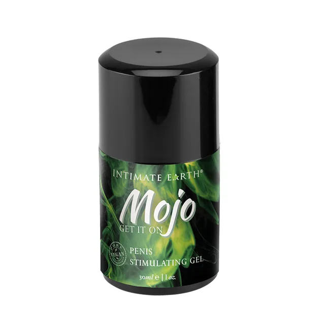 Intimate Earth Mojo Niacin and Ginseng 1 oz gel bottle with black cap