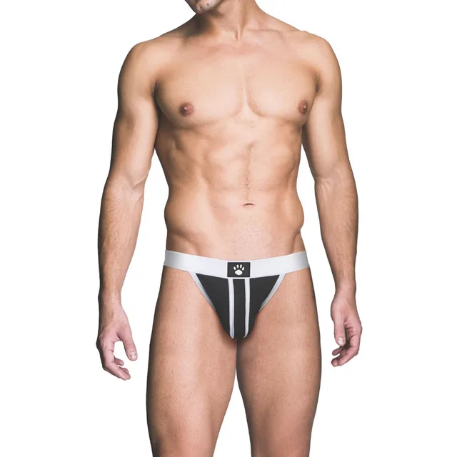Front view of black and white Prowler RED jock size 2XL