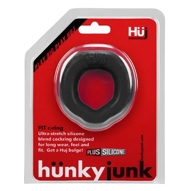 Oxballs Hunkyjunk FIT black ergonomic c-ring on red retail card