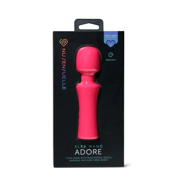 Nu Sensuelle Adore XLR8 hot pink wand massager in black retail package