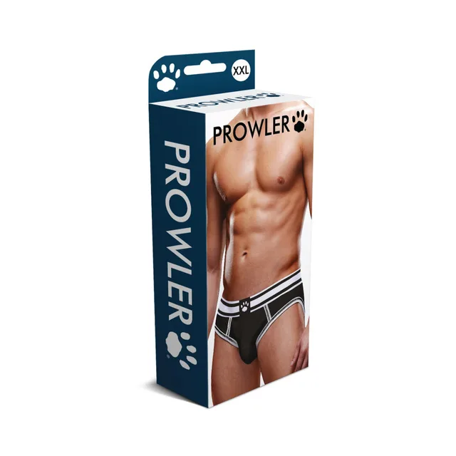 Prowler black-base open brief with white piping XL-2XL retail box