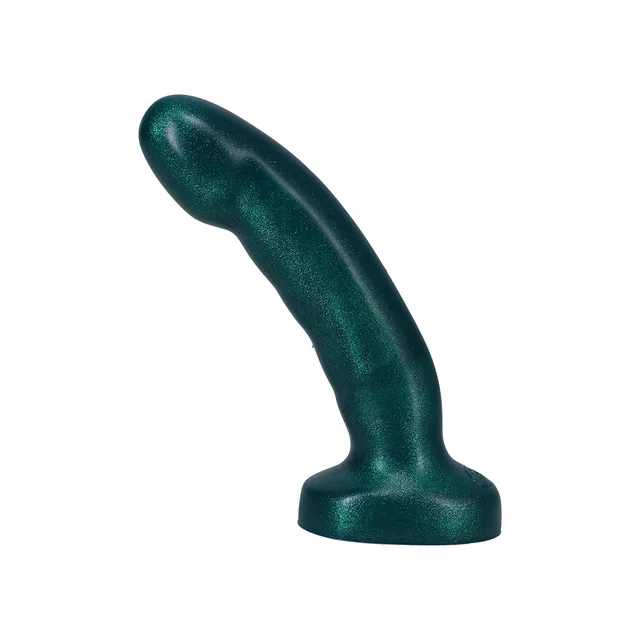 Tantus Acute emerald curved silicone dildo angled side profile
