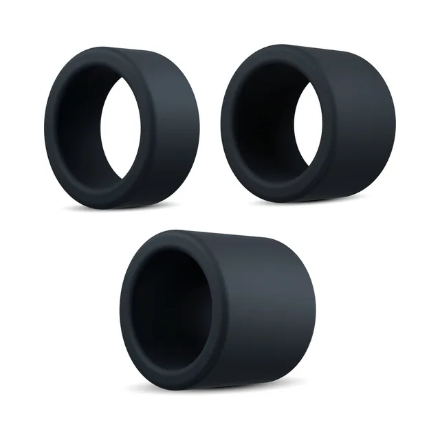 Three black Accelerate rings in two tall and one short size