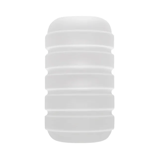 upright clear Ring Me Up stroker with deep horizontal exterior ribs