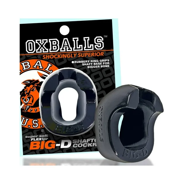 Oxballs Big-D black shaft-grip cock ring and package