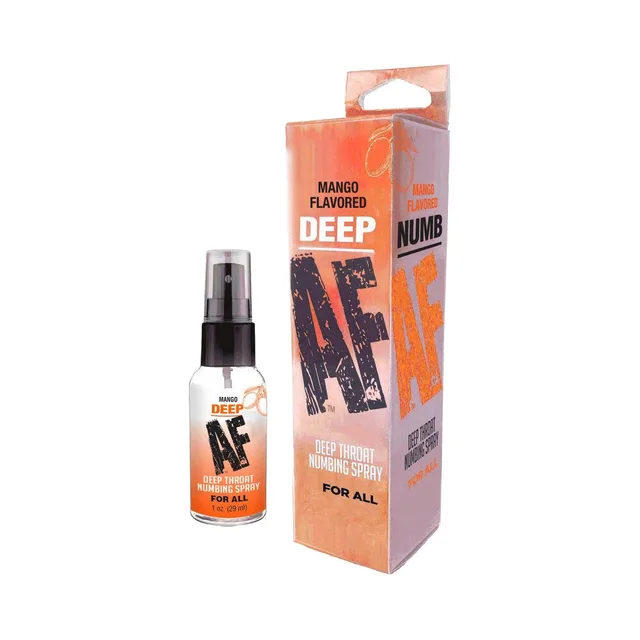 Deep AF Mango 1 oz pump bottle with orange retail carton