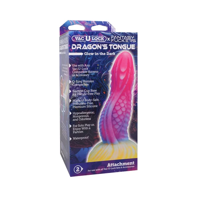 Fantasy Fuckers Dragon's Tongue pink textured attachment in box