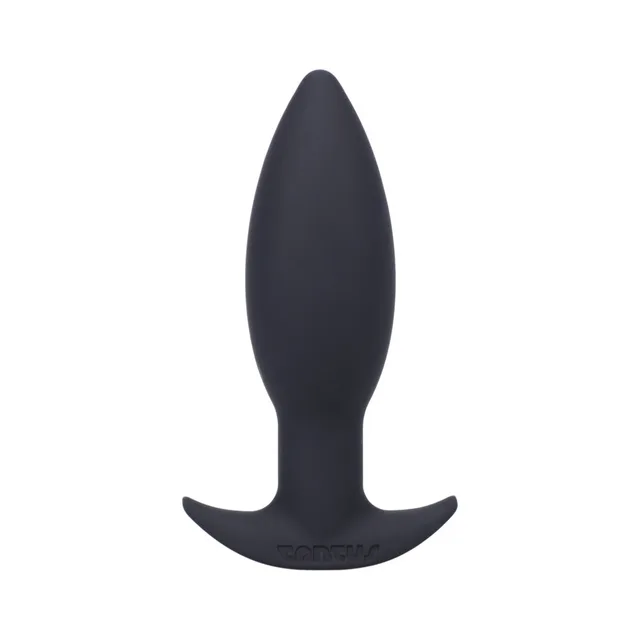 Front view of black Tantus Neo with tapered bulb and curved base