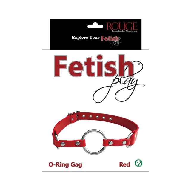 Red Rouge Fetish Play vegan-leather O-ring gag on retail card