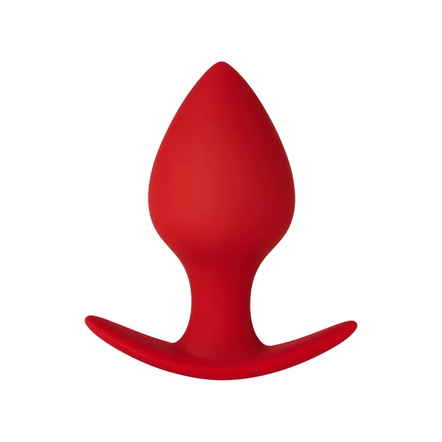 Front view of small red F-60 plug with curved base