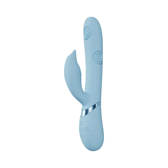 Angled view of VIVE Pallina blue beaded-arm vibrator
