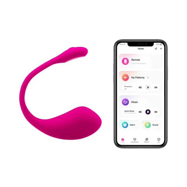 Pink Lovense Lush 2 beside Lovense Remote app screen