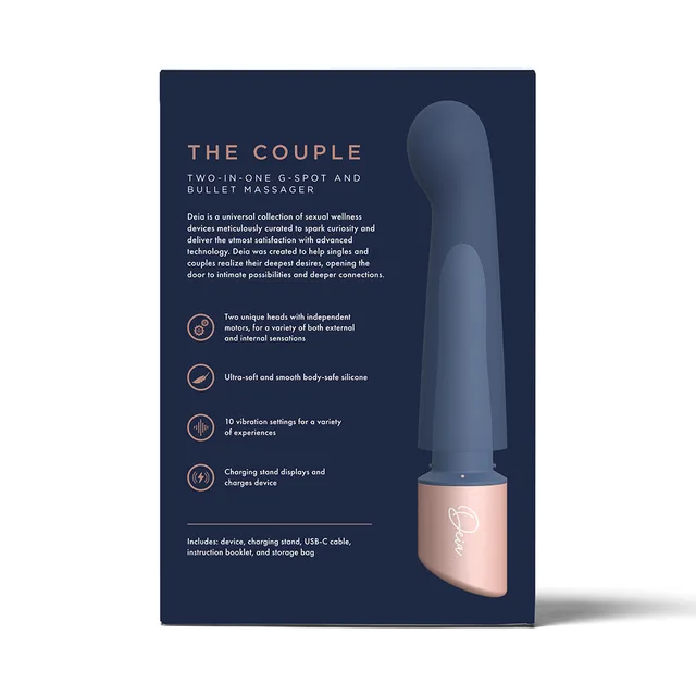Back of Deia The Couple box with two-head product diagram