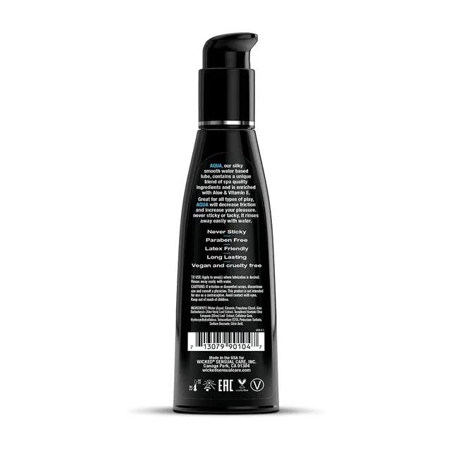 Wicked Aqua 4 oz tall black pump bottle back label