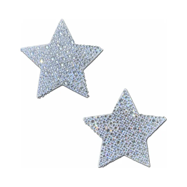 silver star-shaped Pastease pasties covered with sparkling crystals
