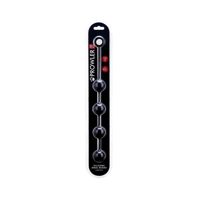 Prowler RED Medium Anal Beads in slim retail packaging