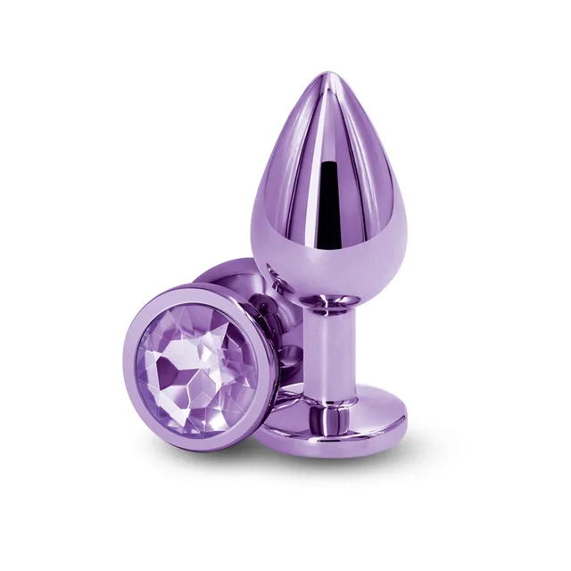 NS Novelties Rear Assets medium purple aluminum anal plug upright plug and faceted jewel base