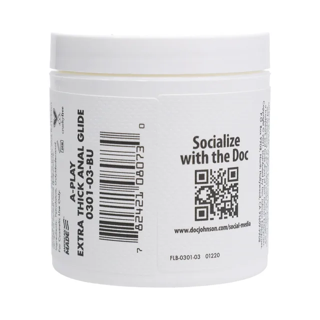 Rear label of A-Play Extra-Thick Oil-Based Formula jar